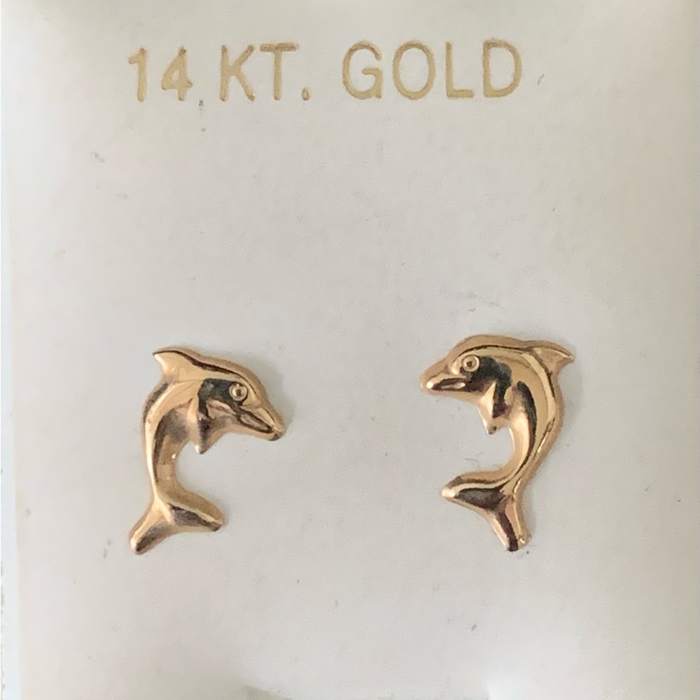 14 Karet Gold Dolphin Earrings